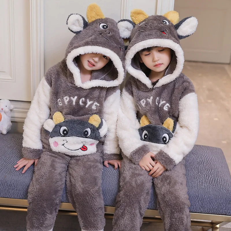 Pyjama Polaire Garçon 2025 - Ensemble Haut Et Pantalon Avec Poches - Doux Et Chaud Pour L'hiver - Tissu Polyester - Cadeau Noël Anniversaire - 8