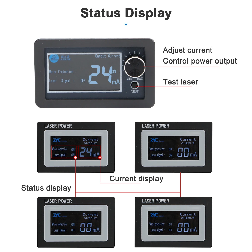 LCD 디스플레이 CO2 전류 측정기 HY 시리즈 80W&100W &150W CO2 레이저 전원 공급 장치용 외부 화면
