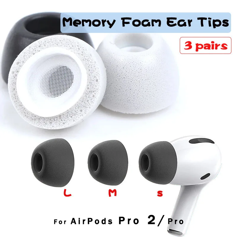 Almohadillas de repuesto para auriculares, almohadillas de espuma  viscoelástica antideslizantes para Apple AirPods Pro 2, tamaño pequeño,  mediano y grande