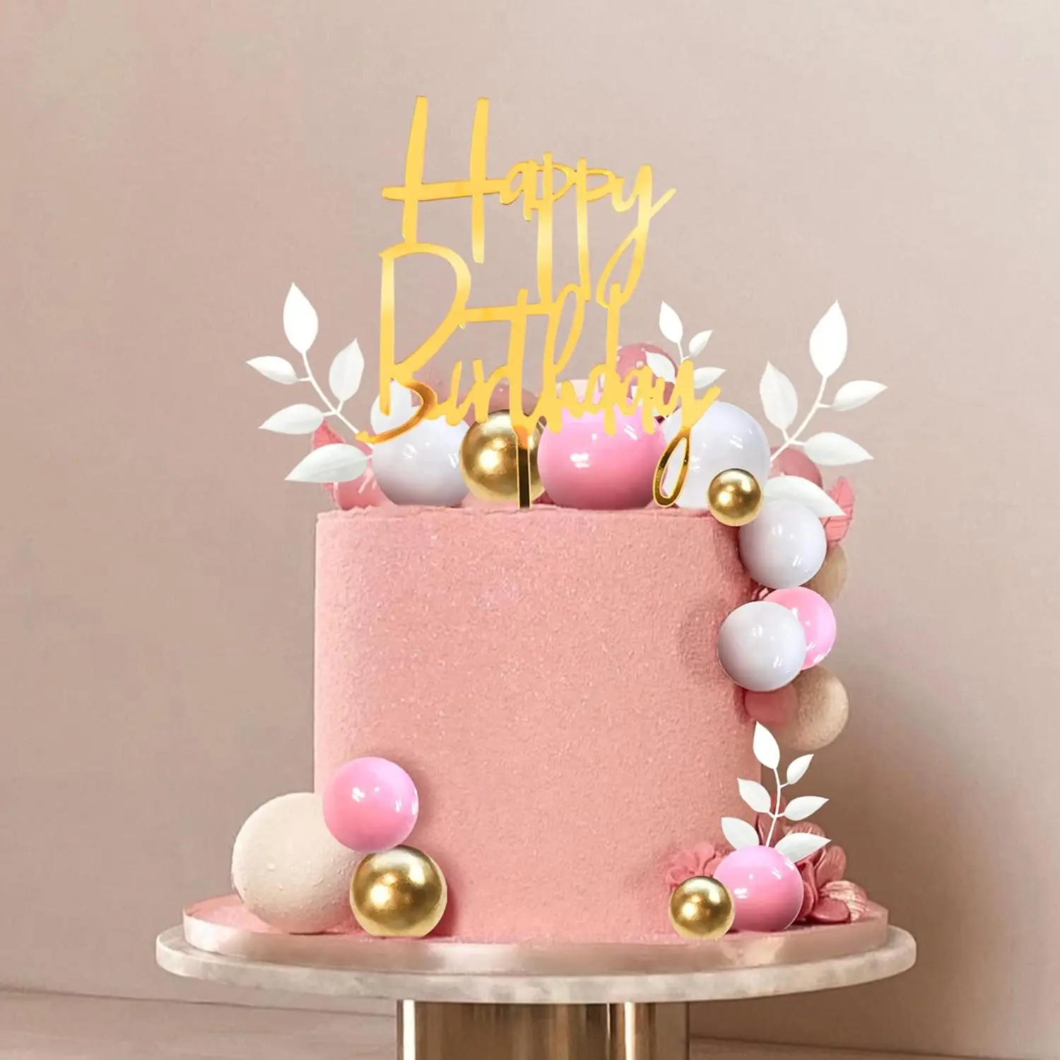 39 Stück Khaki-Kugeln, Tortenaufsatz, Boho-Gras-Kuchenaufsatz, Khaki, Weißgold, Perlenkugeln, alles Gute zum Geburtstag, Kuchendekorationen für Hochzeit – Detail 26