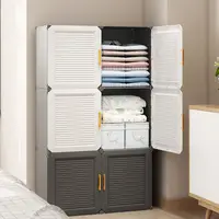 Armoire de Rangement Multifonctionnelle, Meuble de Chambre à Coucher, Casier à Assembler Pliable, Panneau de Chi en Plastique Anti-Poussière 2