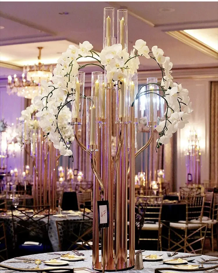 4pcs)Luxury Metal Crystal Wedding Centerpieces Flower Stand Vase for Wedding Table Decoration & Event Supplies