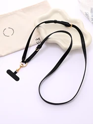 Stylish PU Leather Crossbody Phone Chain with Adjustable Strap and Cardholder - Faux Leather (Black)