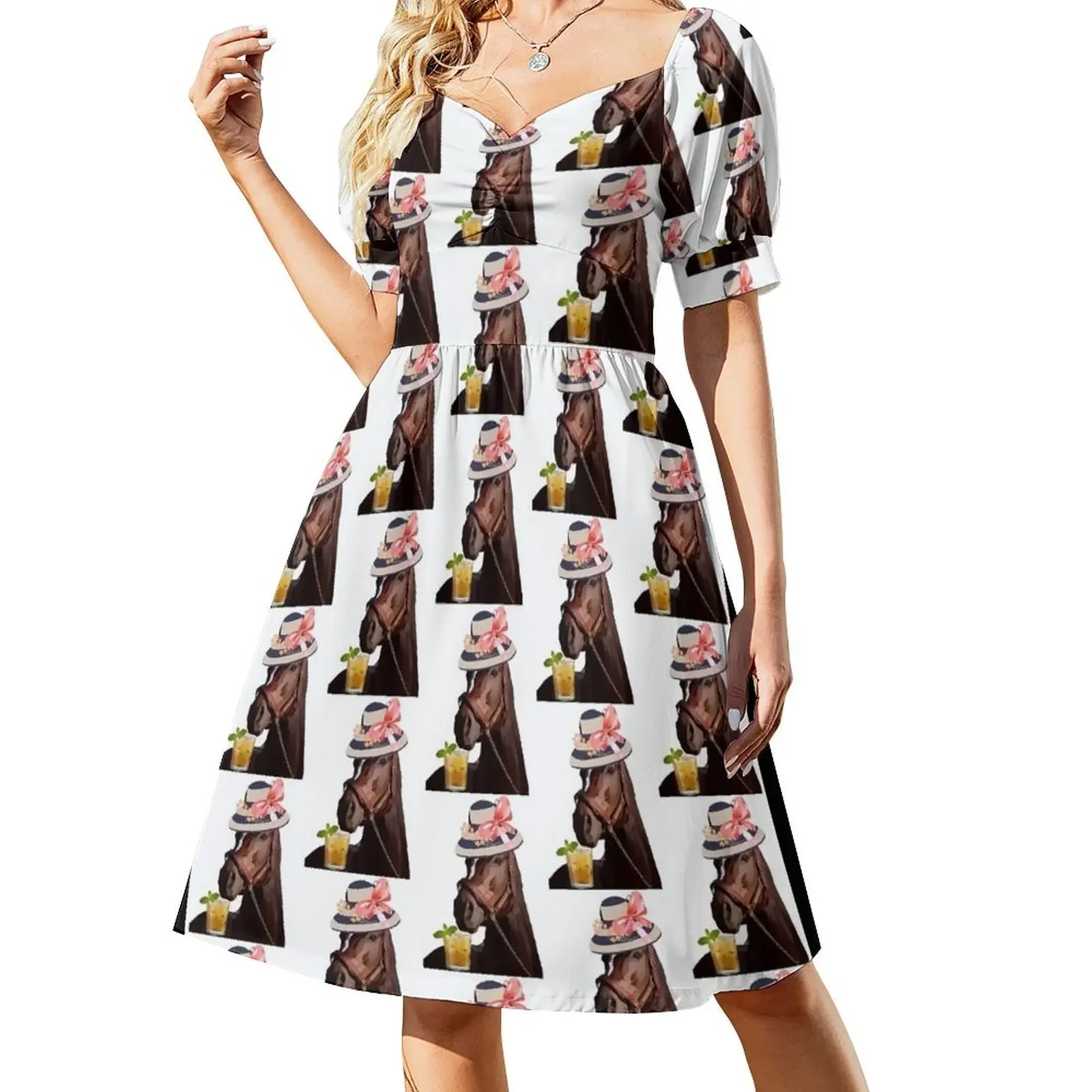 Vestido sin mangas para fiesta de Derby de caballos, vestido de mujer, falda de verano, vestido