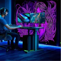 VIKAMA Tapisserie Tendance Streetwear Violet Noir Néon Décoration Artistique Toile de Fond Personnalisée pour Salle d'Esports et Studio 3