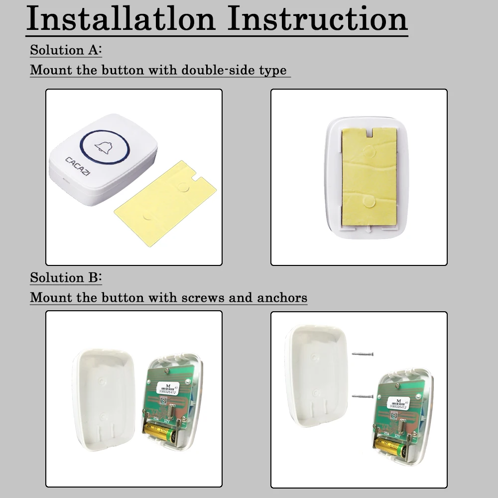 Wireless Waterproof Doorbell 300m Range US EU UK Plug Home Intelligent Door Bell 60 chimes 0-110db Cordless Calling Bell for CACAZI wireless doorbell