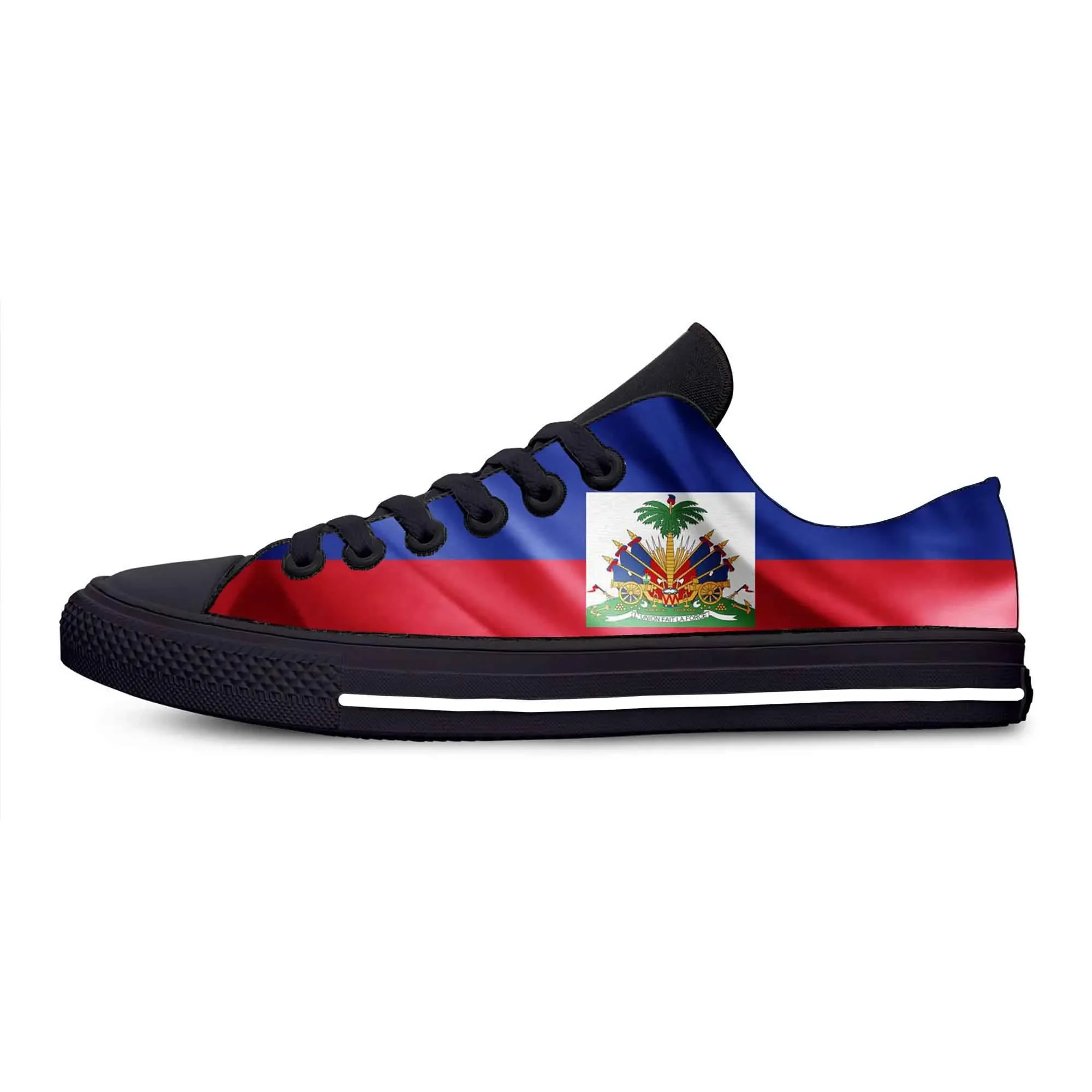 Haiti Haitian Flag Patriotic Pride Fashion Popular Casual Cloth Shoes Low Top Comfortable Breathable 3D Print Men Women Sneakers