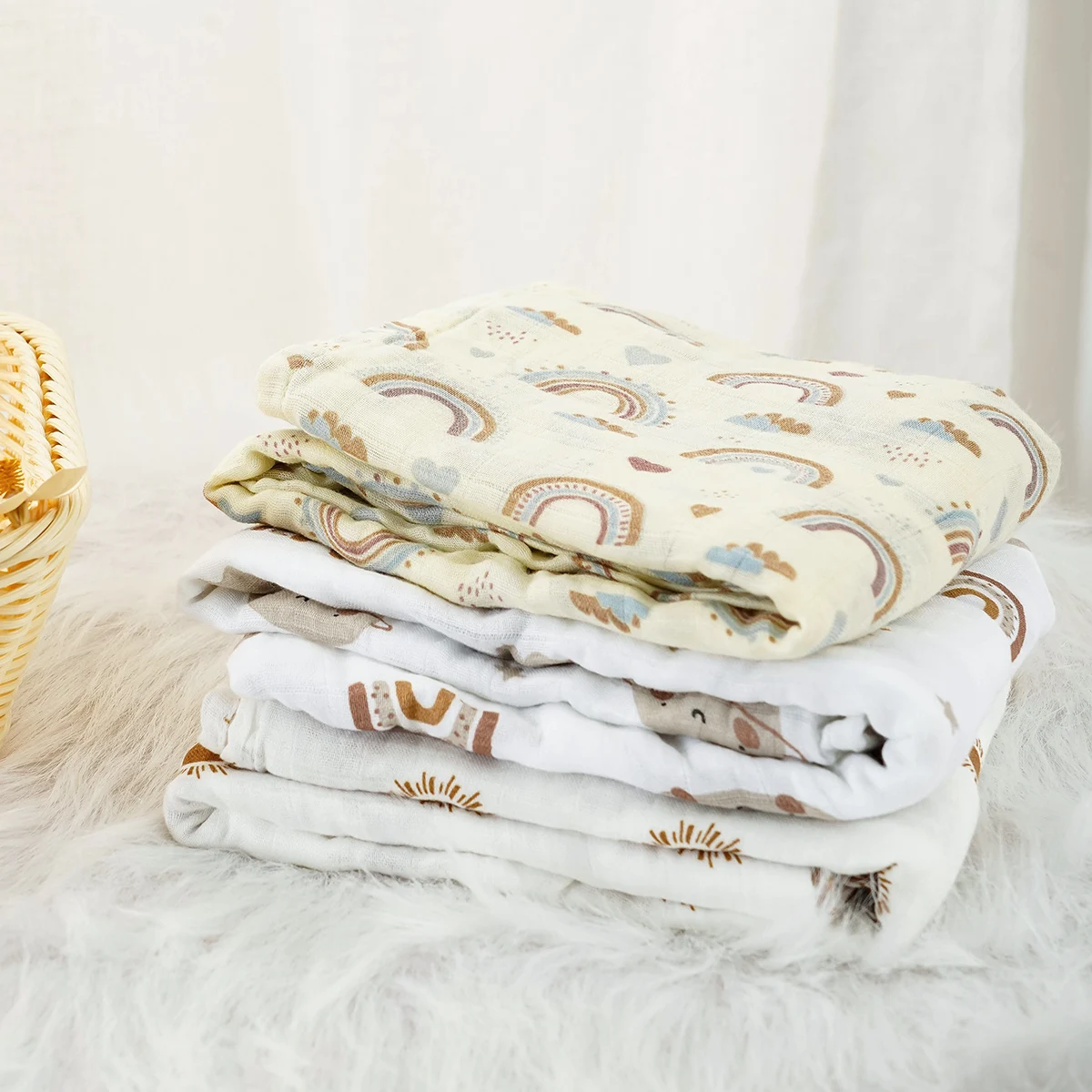 Kangobaby #My Soft Life# 3pcs Set Bamboo Cotton Baby Muslin Swaddle Blanket Newborn Bath Towel Infant Wrap 6