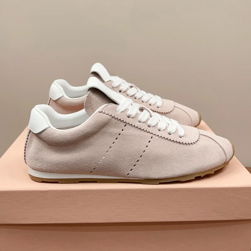 Casual Sports Shoes, Brown Color, Fashion Versatile Trainers, Faux Suede Lace-Up, | ChicGrl