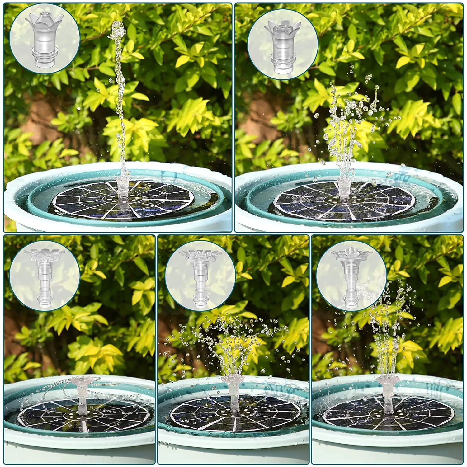 5.5W LED Solar Fountain Pump with Lights For Bird Bath DIY Glass Solar Panel Powered Water Fountain with 16 Nozzle solar fountain solar fountain pump water fountain garden pond fountain solar water pump