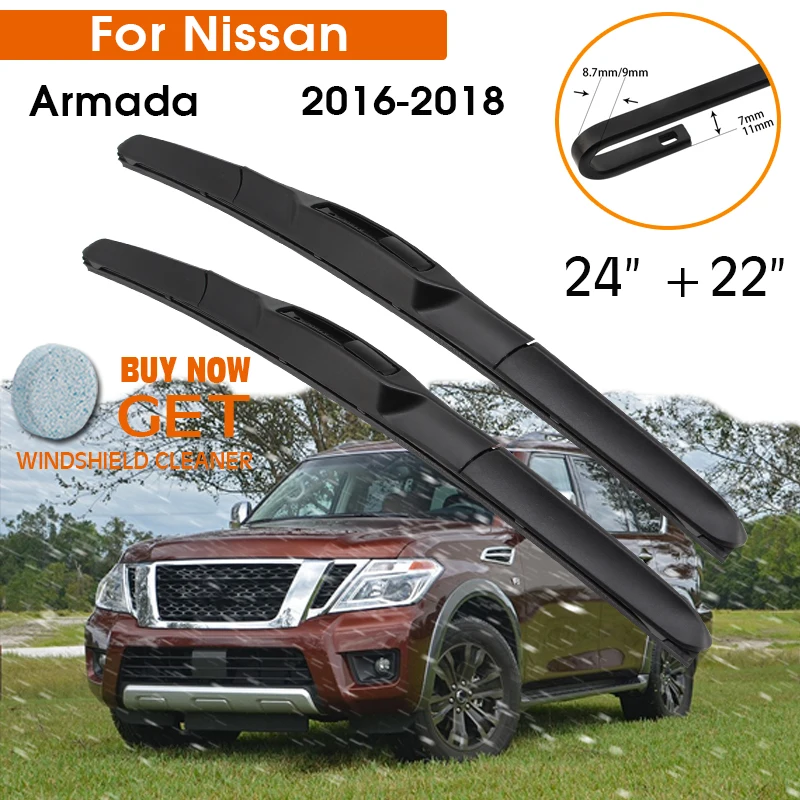 

Автомобильный стеклоочиститель для Nissan Armada 2016-2018 лобовое стекло резиновый силиконовый запасной передний стеклоочиститель 24 "+ 22" LHD RHD автом...