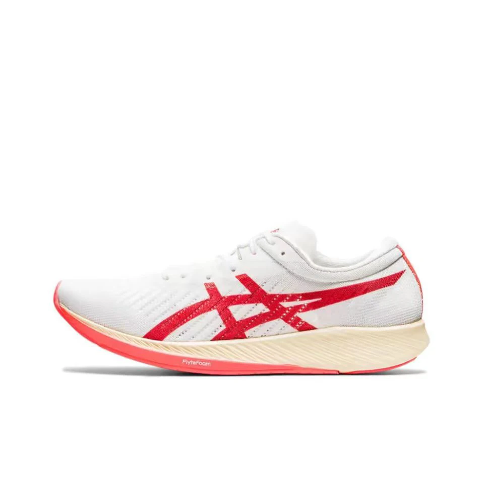 thumbnail image 1 of Zapatillas de running de corte bajo con placa de carbono y tejido de malla Asics Metaracer 1.0 Racing para hombre, color gris y azul, 1 of 5