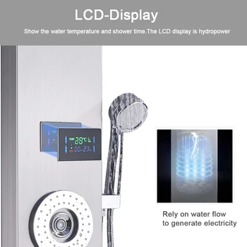 LED Shower Panel Waterfall Rain Digital Display Shower Faucet Set SPA Massage Jet Bathroom Column Mixer Tap Tower System 4