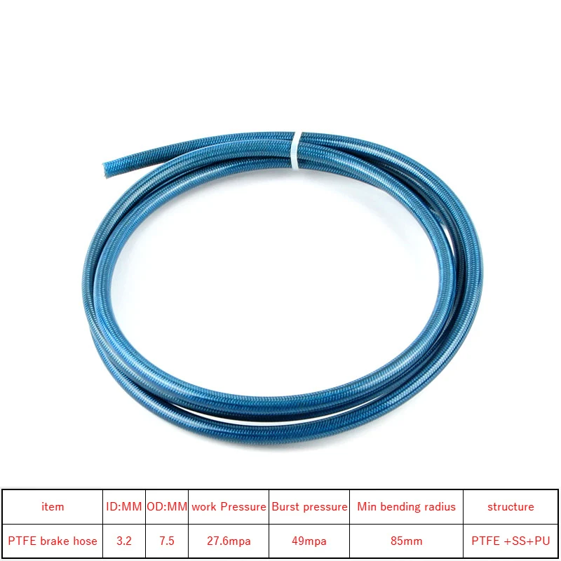 AN3 5m/lot Braided Stainless Steel PTFE Brake Line Hose Brake Pipe Hose Motorcycle Brake Hose FLUID HYDRAULIC Precise Brake Hose PU Cover Motorcycle Gas Oil Fuel Line