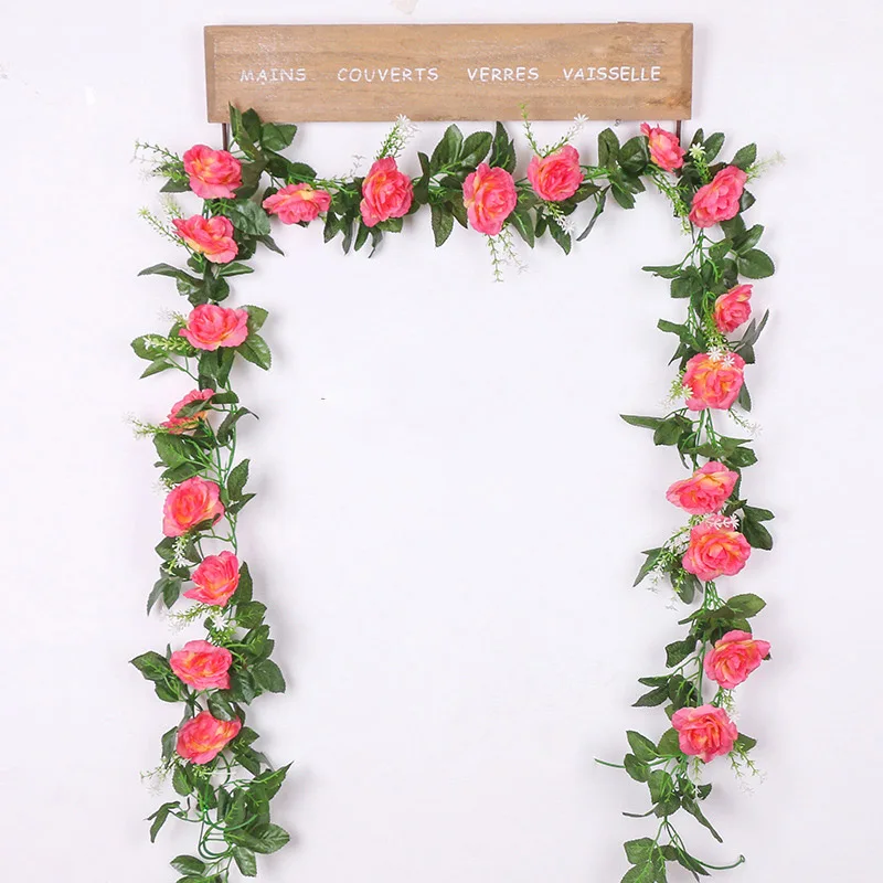 1 قطعة 2.2 متر زهرة بيضاء اصطناعية وهمية معلقة وهم...