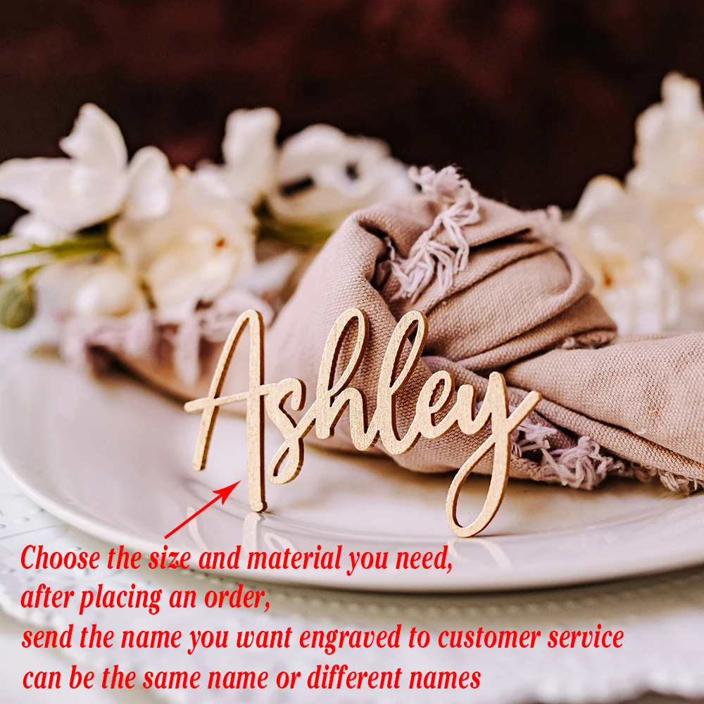 Wood Name Tags 20Pcs Custom Wedding Name Place Card Party Setting Laser Cut Plate Table Decor