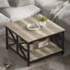 Coffee Table with Storage for Living Room, Small Square Center Tables with Seamless One-Piece Tabletop Farmhouse Style 4