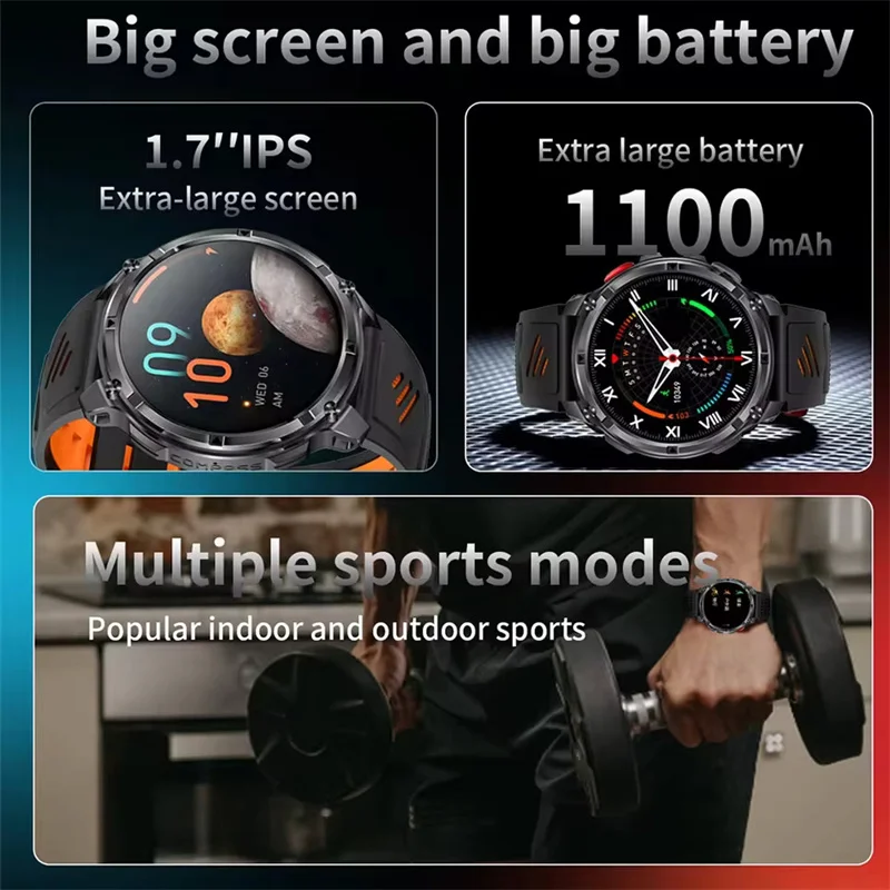 2026 New T-Rex3 Ultra Outdoor Sport GPS Track Smart Watch Men Compass 1100mAh Battery IP69K Waterproof Bluetooth Call Smartwatch 2