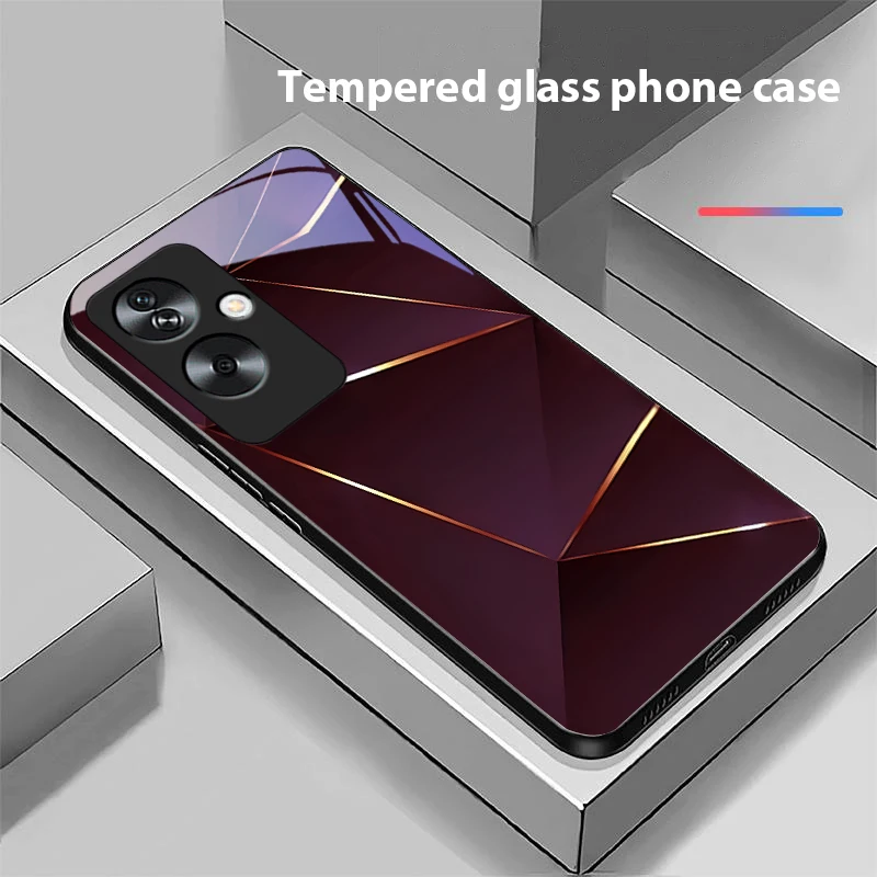 Geometric Prism Tempered Glass Black Phone Case
