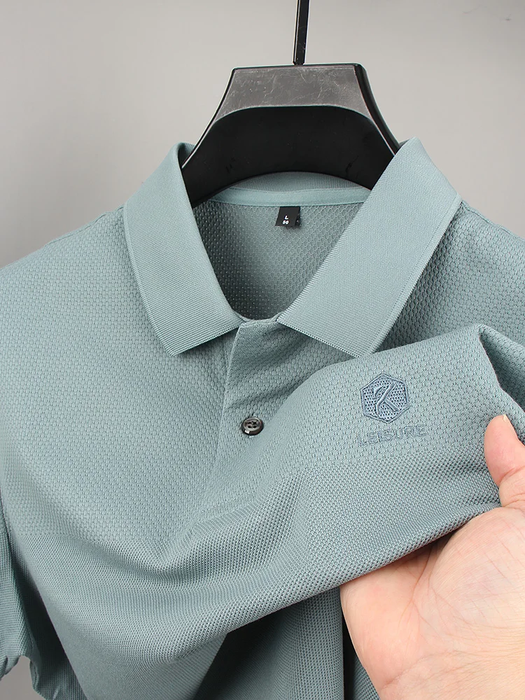 

Рубашка-поло мужская с коротким рукавом, 100% хлопок, дышащая футболка с лацканами, корейский стиль, роскошная дизайнерская однотонная, лето