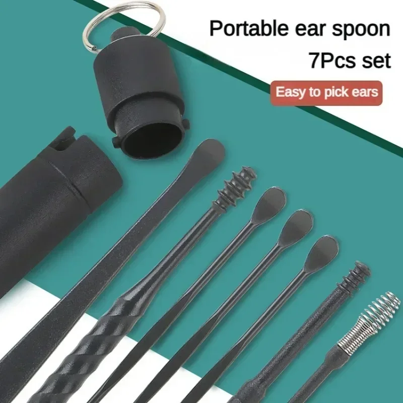 1set/7PCS Ear Cleaner ABS Ear Care Spoon Tool Soft Spiral For Ears Earwax Picker Cleaning Ear Wax Removal Tool Earpick Remover