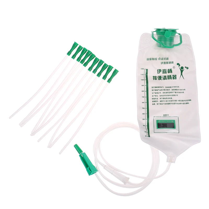 1200ML Spa Coffee Enema Bag With 10pcs Tube Bowel Detoxification Colon Hydrotherapy Device Home Enema Intestinal Flushing Bags