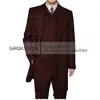 3 Pieces  Men's Suits Formal Single Breasted Slim Fit Herringbone Tweed Wool Middle Long Style  Groomsmen (Blazer+Vest+Pants) 4
