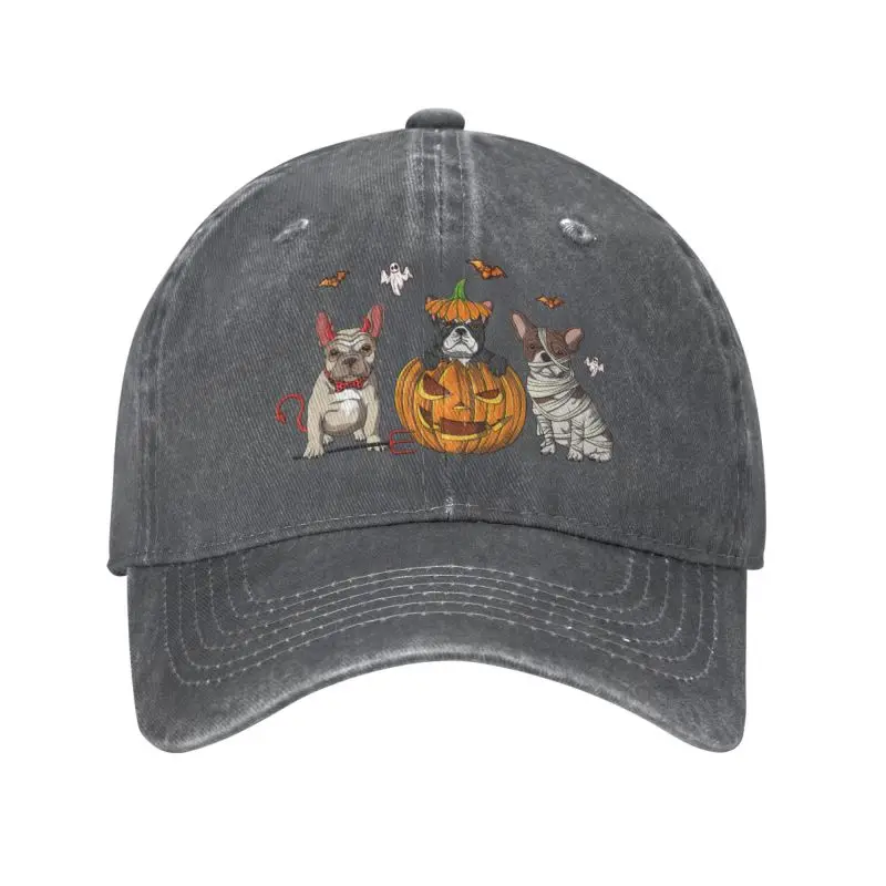 

Custom Cotton French Bulldog Pumpkin Baseball Cap Men Women Adjustable Halloween Animal Dad Hat Streetwear