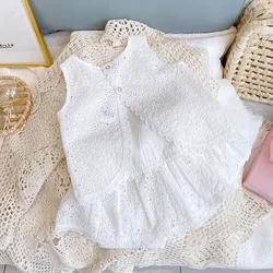 Girls' Summer Lace Outfit: Sleeveless T-shirt & Shorts Set - 3T (White)