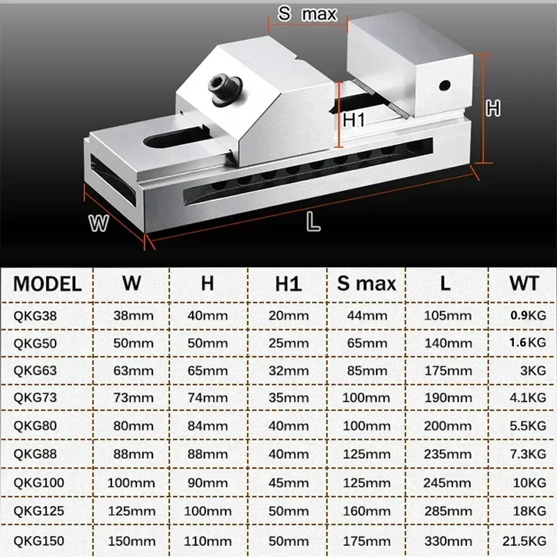 QKG38 1.5 Inch Quick-action Universal Milling Machine Grinding Machine Processing Accessories Precision Vise 5
