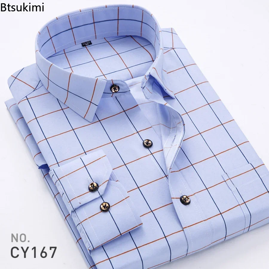 Men's Plaid Shirts Long Sleeve Spring Autumn Thin Male Casual Shirt Man Printed Dress Shirt Stripe Business Shirts Male dress shirts men casual shirts