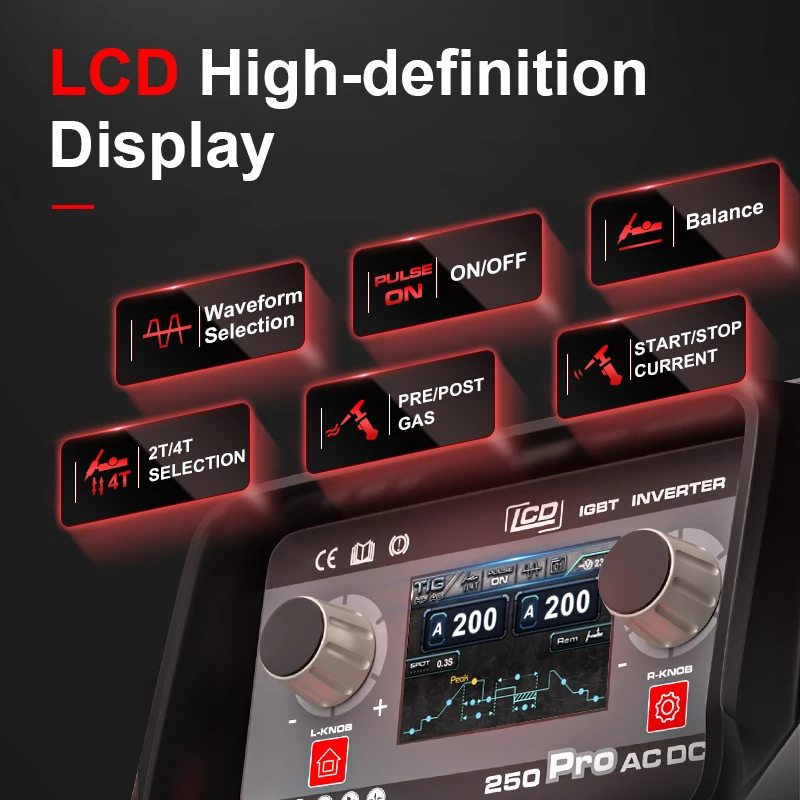 ANDELI TIG Welding Machine AC/DC 200A with Pulse Cold MMA Aluminum Welding MultiProcess TIG Welder LCD HF Spot 220V