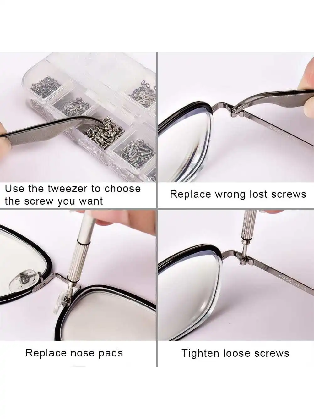 안경 수리 키트 - 안경 수리 도구 상자, 시계 수리 상자 - 정밀 나사가 포함된 안경 나사 키트, 드라이버