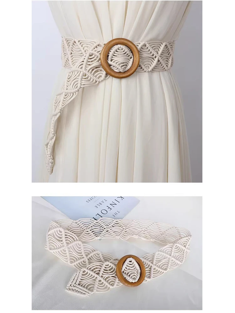1 Stück koreanischer Vintage-Taillengürtel; Breite böhmische Dekoration; Vielseitiges Kleid; Modischer Schnürgürtel für Damen; Geeignet für den Alltag. – Detail 3