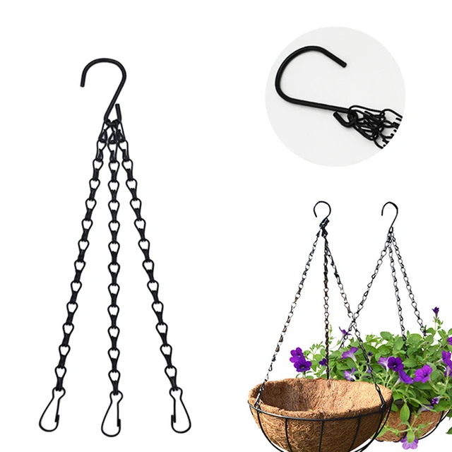 1Pc 40/50 Cm -Es Utánzás Rattan Függő Kosár Virág Edénylánc 3 Horgos Lánccal Növények Termesztése Medence Otthoni Kerti Dekoráció - Image 2
