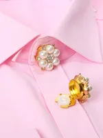 2pcs Faux Pearl Rhinestone Shirt Buttons Button Cover Cufflinks Button Pins for Ladies Clothing Accessories, Holiday Gift 1