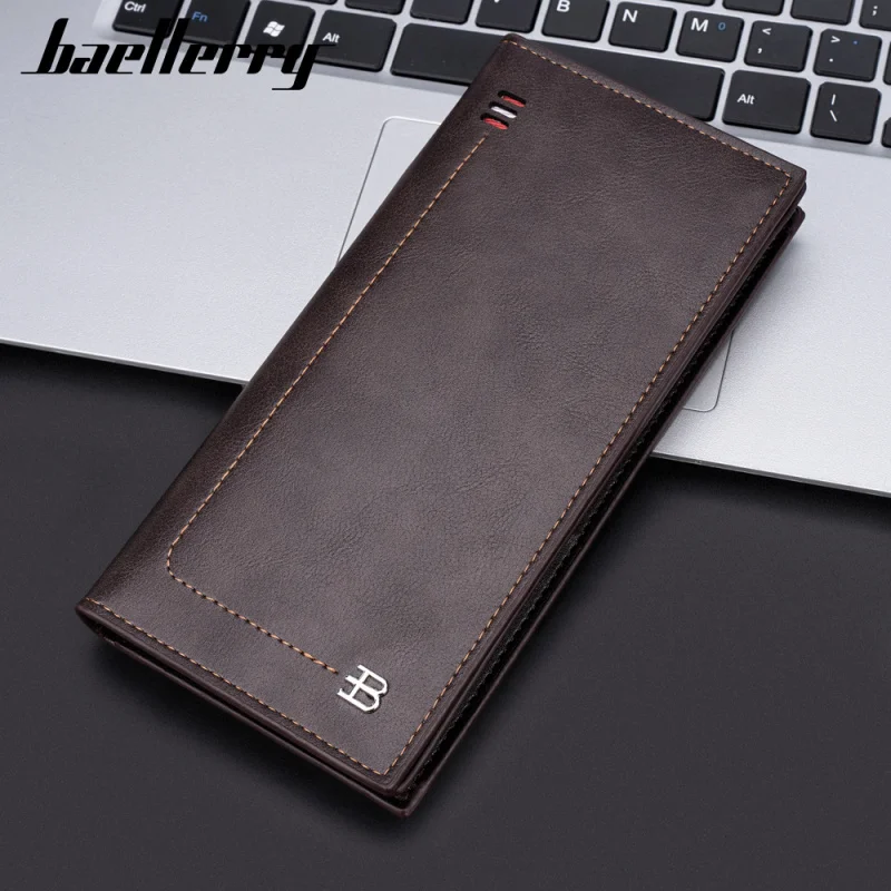 Men's Business Long Wallet with Multiple Card Slots Zip Handbag Thin Portable