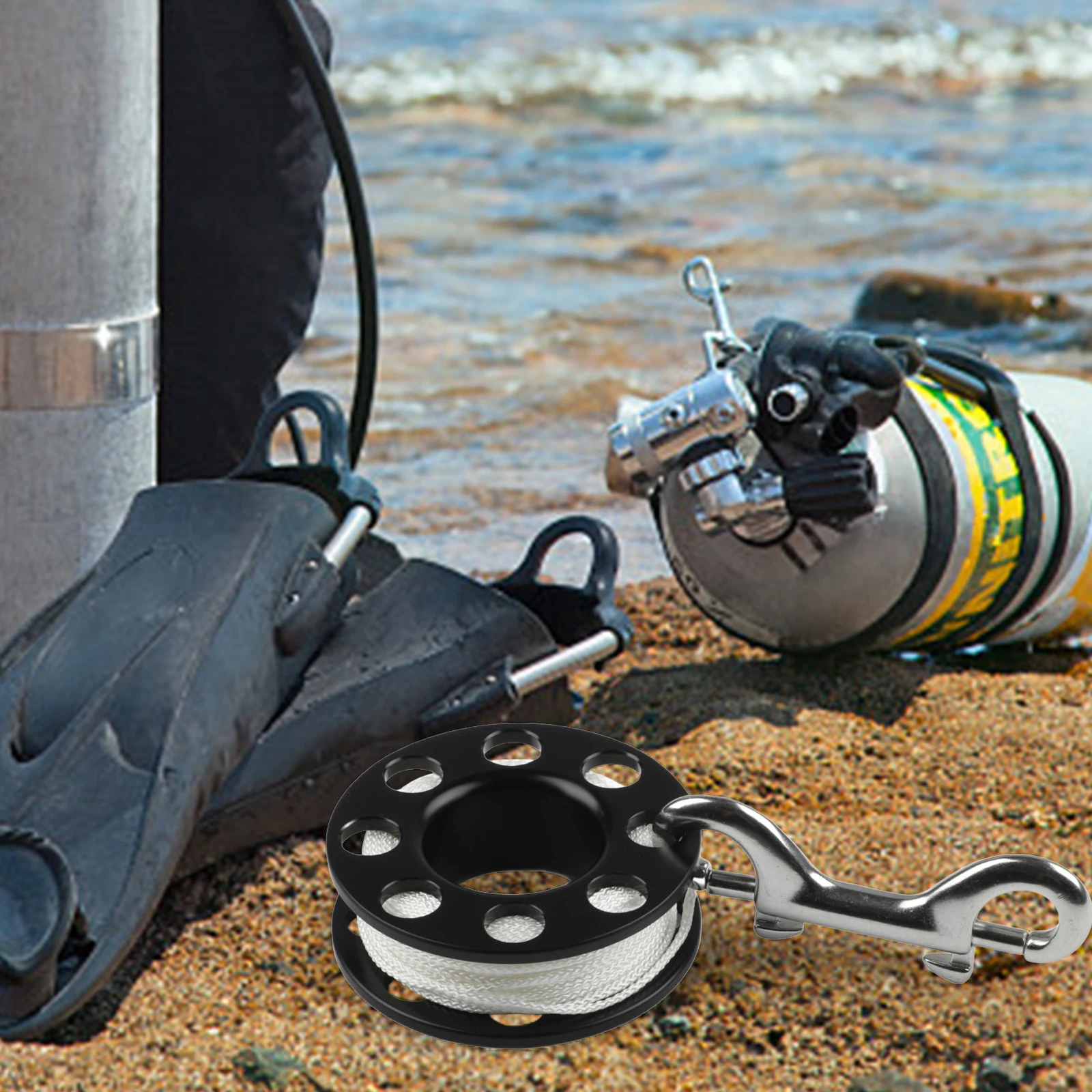 Diving Adventures Fingerspulenrolle Kompakte Tauchspulenrolle Unterwasser-Werkzeuge Leichtes Tauchzubehör Nylon-Kunststoff-Stahlrolle – Detail 13