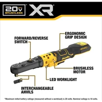 20V MAX XR Cordless Ratchet, 3/8" and 1/2" Sealed Head Ratchet, Bare Tool Only (DCF510B) garage storage  tool chest 2