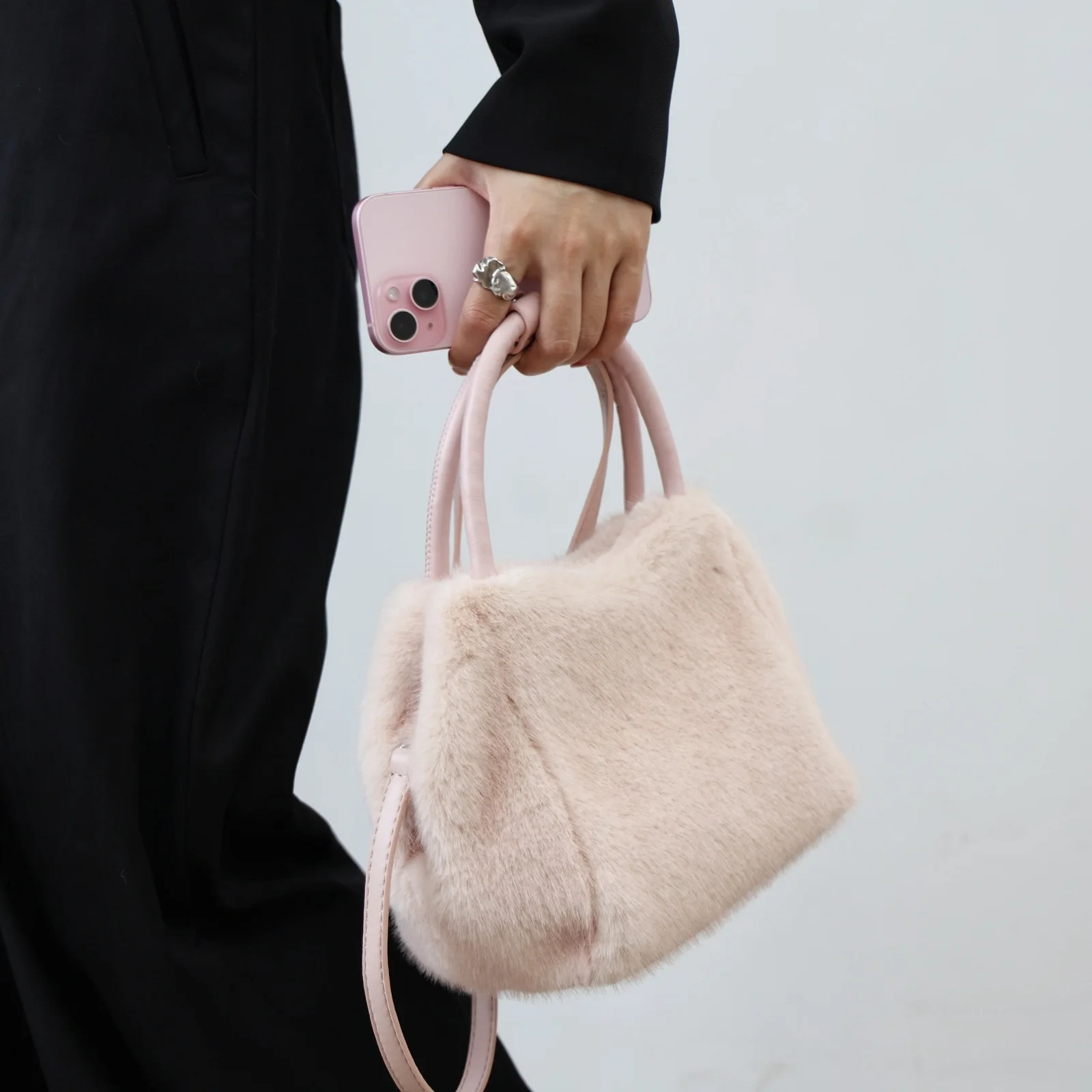 Faux Fur Fashion Handbag Women Classic Designer Shoulder Bags Leather PU Crossbody Bag for Women Messenger Bag Female