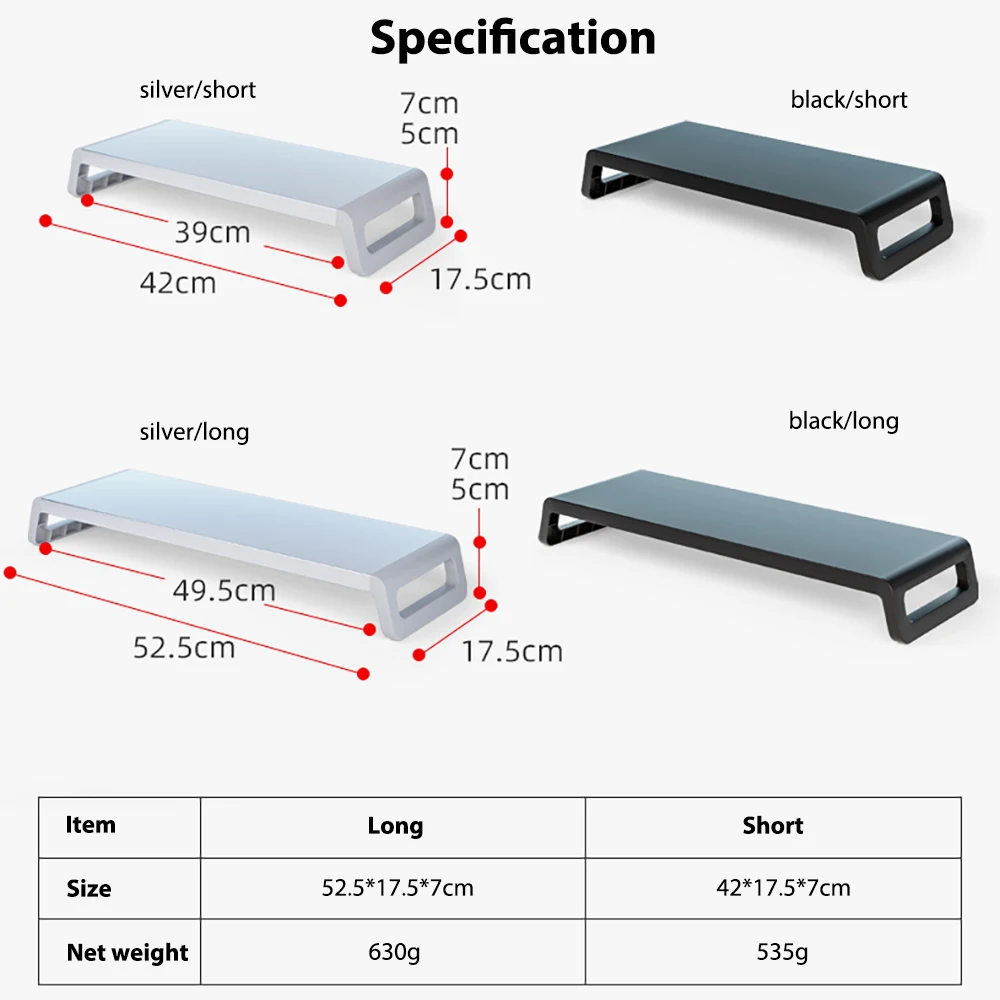 Sleek Black Aluminum Monitor Stand Riser with Anti-Slip Mats and Fast Shipping