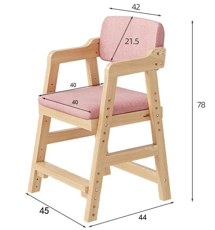 Pine Wooden Liftable Chairs Study Portable Childrens Chair Comfortable Armchair Designer Chairs Modern Aesthetic Chair Wood Kids