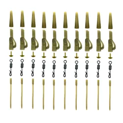 40pcs Carp Fishing Tackle Lead Clip Quick Change Swivel Tail Rubber Anti Tangle Sleeves for Carp Fishing Accessories End Tackle