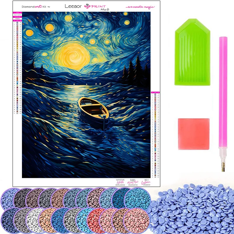 

Алмазная живопись, звездная ночь, искусственная вышивка, Набор для вышивки крестиком, украшение для дома, мультяшный пейзаж, художественный подарок