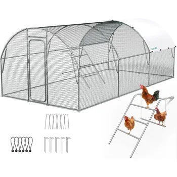 Large Metal Chicken Coop Run with Perch 1