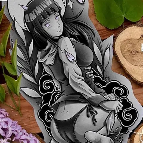 Ninja Hyuga Hinata Fogo Country Girl Anime Dos Desenhos Animados Flor  временные Braço Tatoo Temporária Etiqueta Do Tatuagem para Homens e Mulheres