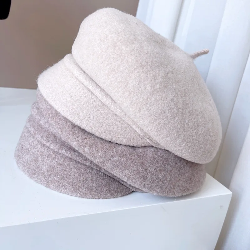 

202308-lulu chic ins winter japan College classic High quality Australian thickened wool Octagonal hat men women visors cap