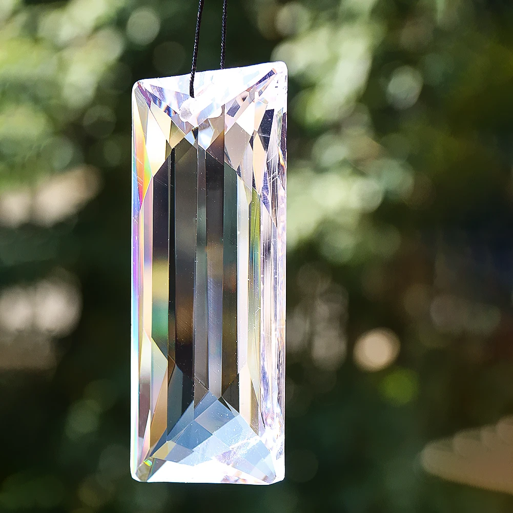 

120MM Laser Faceted Prism Glass Long Parallelogram Crystal Rainbow Suncatcher Ceiling Chandelier Dangle Parts Lighting Accessory