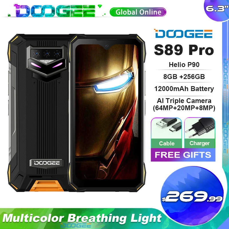 

Смартфон Doogee S89 PRO защищенный, Android 12, 8 + 256 ГБ, Helio P90, камера 64 мп, аккумулятор 12000 мАч, быстрая зарядка 65 Вт