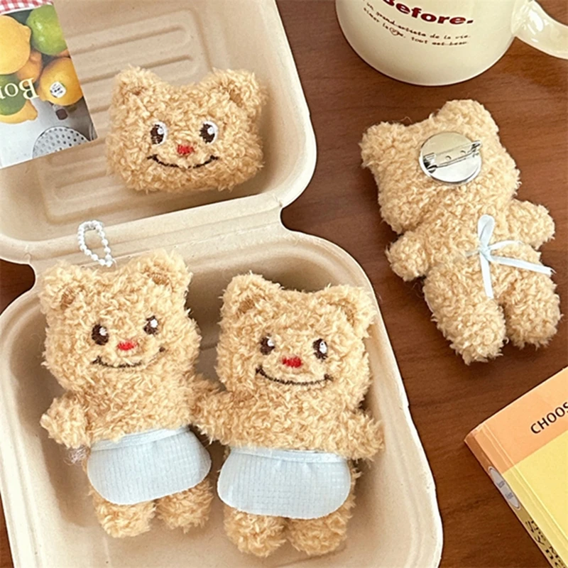 Kawaii Cartoon Plush Bear Brooch For Women Girl Clothes Badge Pins Backpacks Pendant DIY Handmade Decoration Accessories Gifts